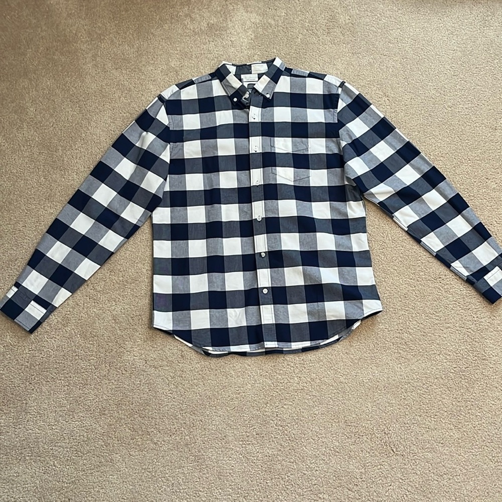 Old Navy Blue and White Plaid Shirt